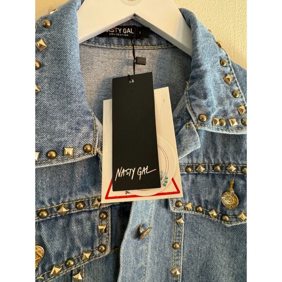 Nasty Gal jacquard studded denim jacket small NWT - Picture 4 of 7